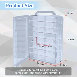 Ngdiluxury Double Sided Storage Case for Hot Wheels Storage with Carrying Handle, Portable 1/64 Scale Toy Cars Storage Box Compatible with 46 Matchbox Hot Wheels Storage, Case Only