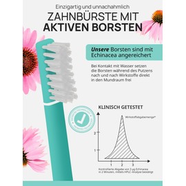 PIUMA Care Manual Toothbrush Soft Adult with Echinacea - Soft Toothbrush with Tynex Bristles 0.1 mm, Tongue Cleaner, Toothbrush Case, Travel Toothbrush Sensitive Turquoise/Aqua Green