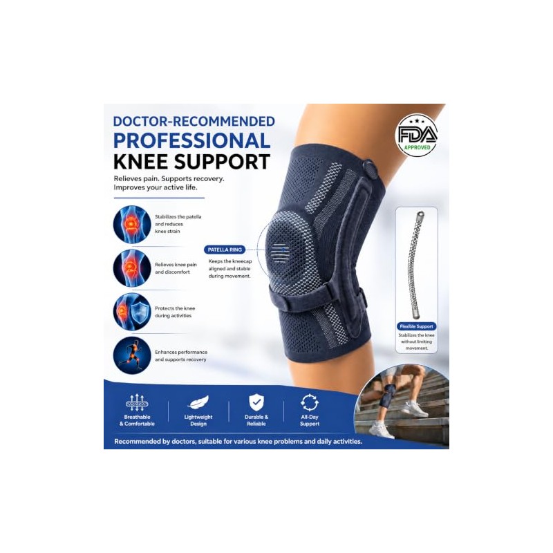 Flat-Knit Knee Brace for Knee Pain Women & Men,Patellar &