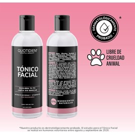 Quotidien Tónico Facial con Agua de Rosas + Vitamina B5 + Niacinamida- Sin Fragancia-Sin Alcohol Etílico-97% Ingredientes Naturales - Equilibra el PH , Limpia Sin Resecar, Suaviza e Hidrata- Mejora Tu Piel - Hidratación Facial - Ideal Para Todo Tipo de Pi