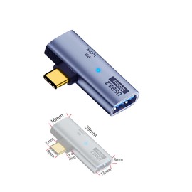 type-c 90° Right Angle Adapter USB C Adapter 90° PD 100W 40Gbps High Speed Data Transfer OTG Function Extension type-c l-c converter USB C connector with LED light Slim Design for Thunderbolt 3, Apple