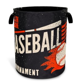 NUTAINLA Baseball Laundry Basket Foldable Oxford Cloth Funny Tote Bag Laundry Hamper Clothes Storage Bucket Toy Organizer For Bathroom/Laundry Storage/Bedroom 18.9x16.5 Inch