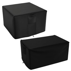Fire Pit Cover Square, Fits for 32-36 Inch Gas Fire Table, Patio Outdoor Cover Heavy Duty Fabric with PVC Coating, Waterproof and Windproof, 36"Lx36"Wx24"H, Black