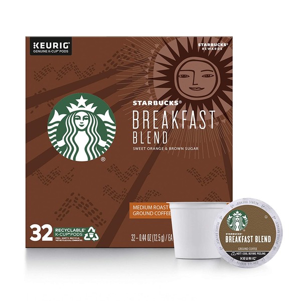 Starbucks Medium Roast K-Cup Coffee Pods — Breakfast Blend for Keurig Brewers — 1 box (32 pods)