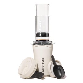 AeroPress Go Plus, Small Portable Coffee Maker Kit, Travel, Camping & Office, All-in-One French Press, Pour-Over & Espresso Style Manual Brewer, 2 Min Brew for Less Bitterness, More Flavor, Cream