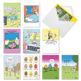 NobleWorks 10 Assorted Box Set Funny Easter Greeting Cards w/5 x 7 Inch Envelopes (10 Designs, 1 Each) Egg-stra Special AC8488EAG-B1x10