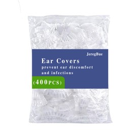 JeregBue 400 Pack Disposable Waterproof Ear Covers for Shower, Swimming & Hair Dye - Elastic Clear Plastic Ear Caps for Salon, Travel, Adults & Daily Use