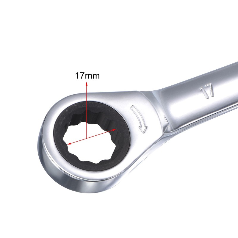 sourcing map Double Box End Ratcheting Wrench (17mm x 19mm)