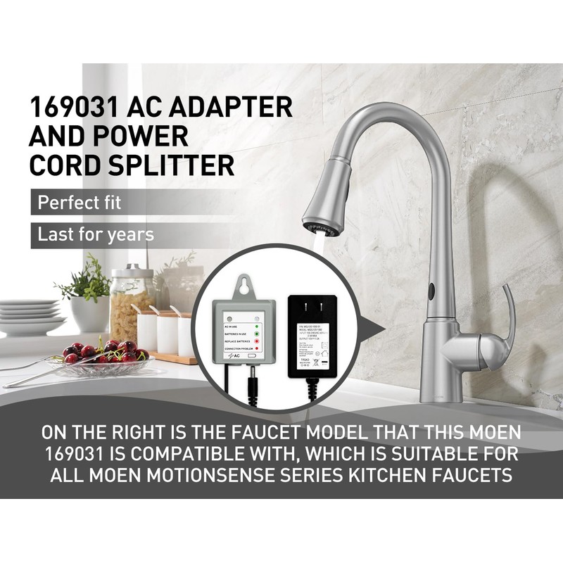 169031 Kit Compatible with Moen AC Power Cord Adapter Kit