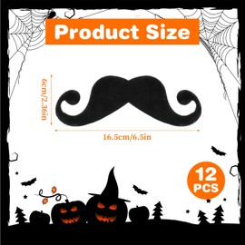 12 PCS Novelty Large Fake Handlebar Mustache, Stick on Mustaches, Black Self-Adhesive Handlebar Mustache for Masquerade Costume Party