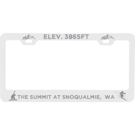 R and R Imports The Summit at Snoqualmie Washington Etched Metal License Plate Frame White
