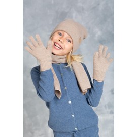 KNITAS Single Layer Knitted Wool Hat for Children, Warm Knitted Winter Hat for Boys and Girls, Beanie Hat, beige