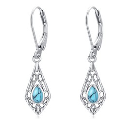 LOOVE Turquoise Earrings for Women Dangling Sterling Silver Filigree Earrings Turquoise Drop Earrings Silver Blue Western Earrings