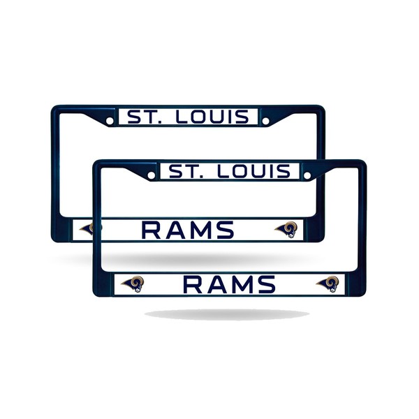 St Louis Rams Nummernschild-Rahmen-Set, verchromt, Metall, Blau lackiert