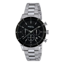 Breil Tribe Men's Chronograph Dude Sport Black Stainless Steel Silver Black 42 mm Water Resistance 5 Bar EW0447, silver/black, Bracelet