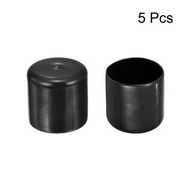 QUARKZMAN Pack of 5 Rubber End Caps 43 mm ID Rubber Caps Rubber Plugs Round Sliding Caps Chair Leg Caps Foot Caps Protective Caps End Tips Cover Plugs Plastic for Pipe Furniture Black