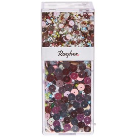 Rayher Pailletten Plus Glasperlenmix, 90g Mix, Draht 50m ø 0,3mm, SB-Box, Pastell Töne, Plastik, 12.7 x 4.4 x 4 cm