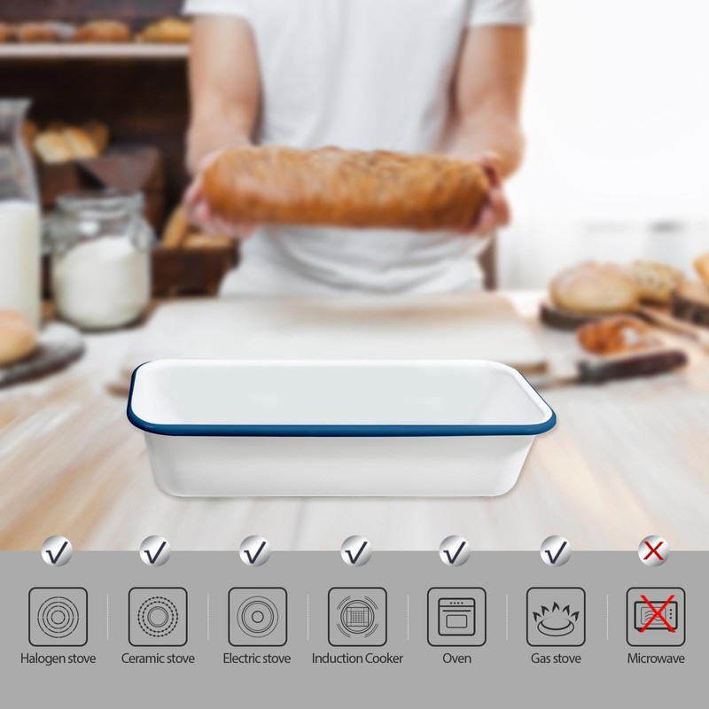 Webake Sartén grande esmaltado para pan, pan largo de plátano
