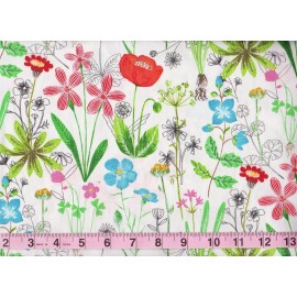 3 Wishes BTY FARM FRESH in Bloom Print 100% Cotton Quilt Craft 3 Wishes Fabric by Yard