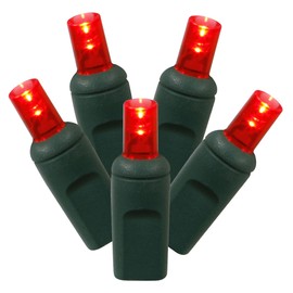 Vickerman 70 Red Twinkle Wide Angle LED Single Mold Light on Green Wire, 35' Christmas Light Strand