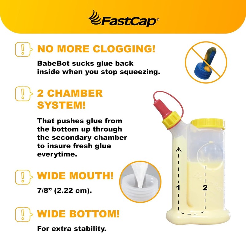 FastCap 98211 BabeBot 4-Ounce Wide Mouth Glue Bottle