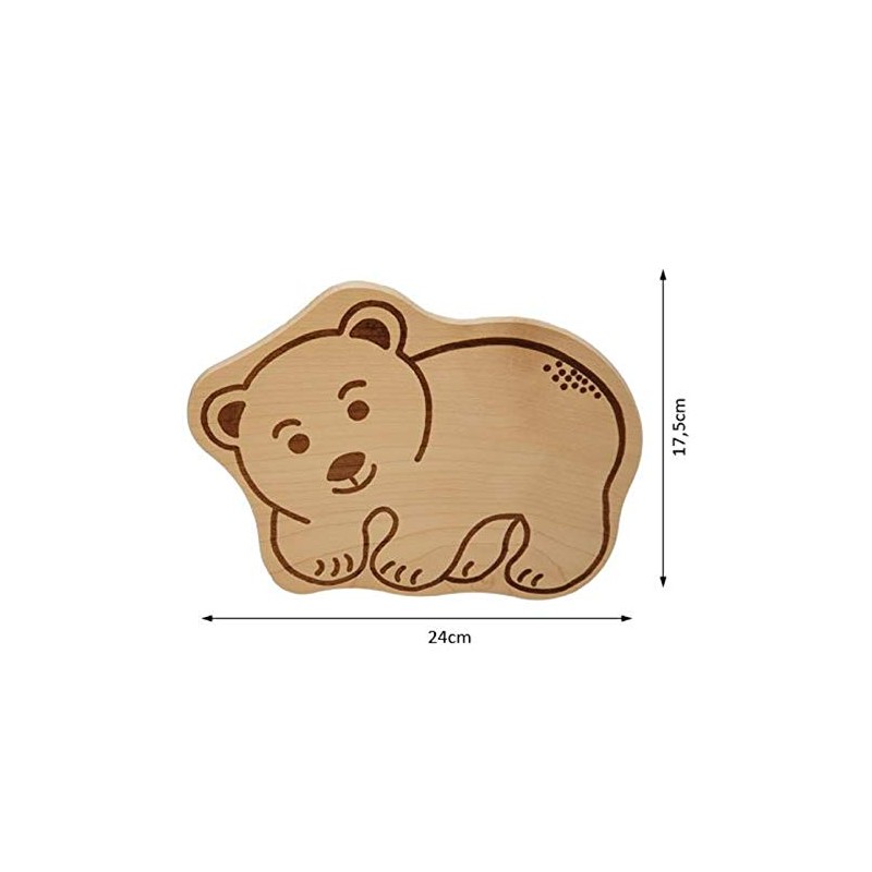 DEKOFANT Children's Wooden Breakfast Board with Polar Bear Panda Bear