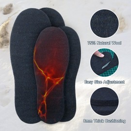 The Felt Store Wool Felt Insoles for Men and Women – 8mm Long-Lasting Shoe Inserts with Cushioning, Adjustable Wool Insoles, Warm Wool Boot Insoles for Winter, 2 Pair