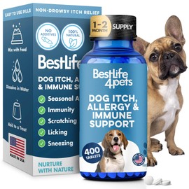 Dog Allergy Relief & Immune Support, Natural Holistic Itch Relief for Dogs, Immune System Guard and Allergy Support, Including Seasonal Allergies, Sneezing, Runny Nose and Itching, 400 Small Pills