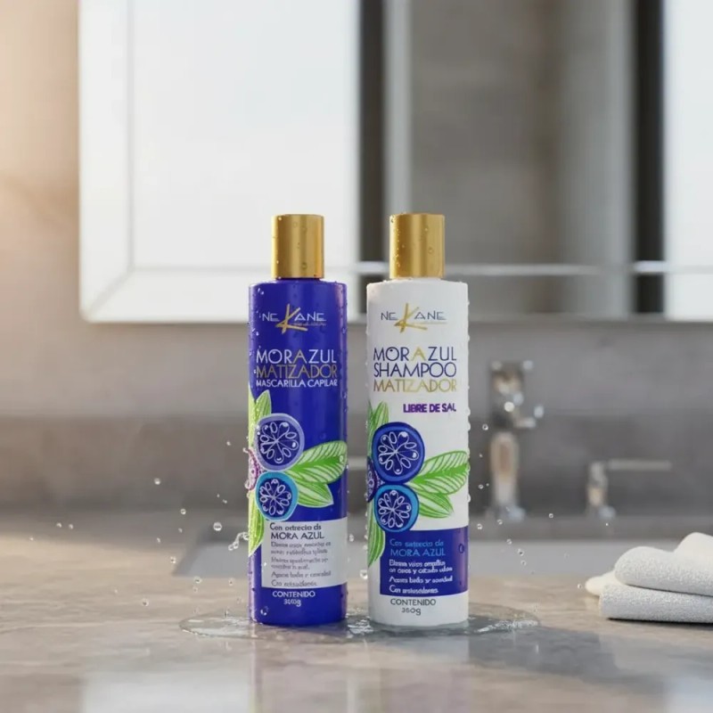 Shampoo Mora Azul + Mascarilla Matiza Rubios Canas Nekane ®
