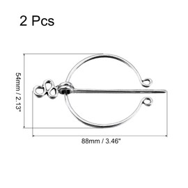 sourcing map 2pcs Vintage Brooch Cloak Pin, Penannular Brooch Scarf Shawl Cardigan Brooch Buckle Clasp for Women Men Costume Accessory(Silver)
