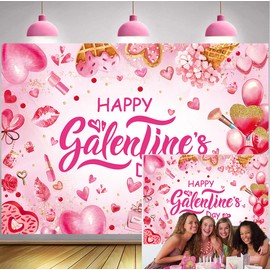 Happy Galentine's Day Backdrop 7x5FT Hot Pink Galentines Day Party Decorations Background Galentine Girls Party Supplies Photo Props
