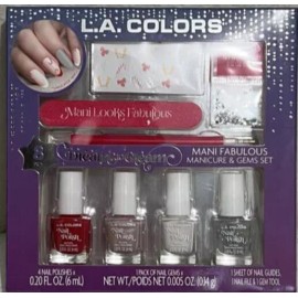 L.A. Colors Dream to Gleam Glam Up French Tip Holiday Manicure & Gem Set, 8CT