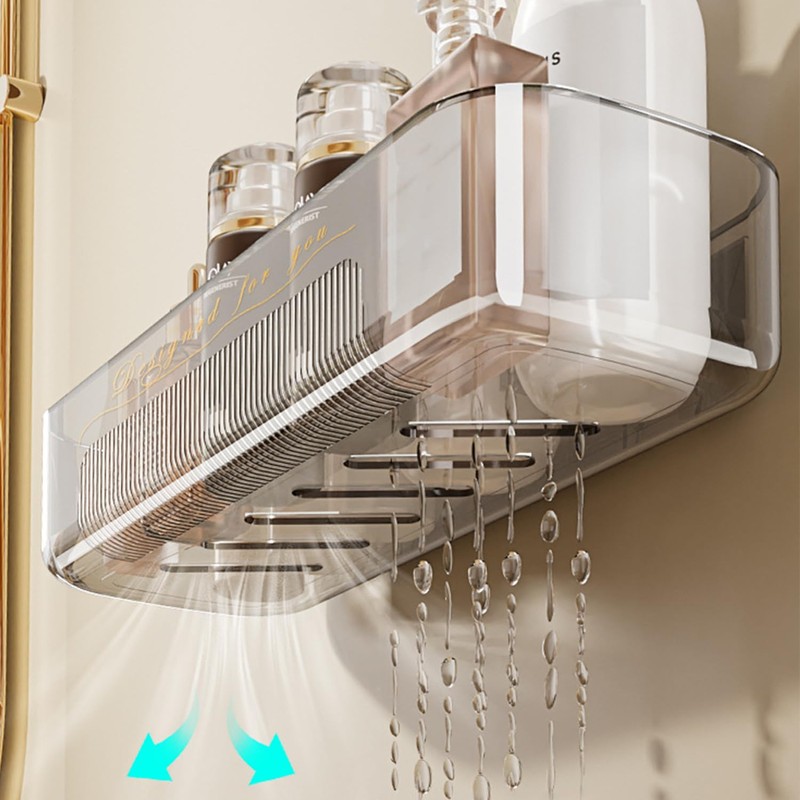 Halyuhn Acrylic Bathroom Shelves 2Pack, 14" Clear Adhesive Shower Shelves
