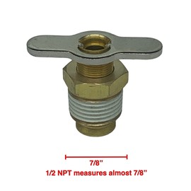 Sellerocity 2-Pack of American Made Air Compressor Drain Valve Wingnut Style Petcocks, 1/2 NPT Size (1/2 NPT Thread Diameter Measures 7/8"), for Compressor Tanks, Radiators & Some Pool Equipment