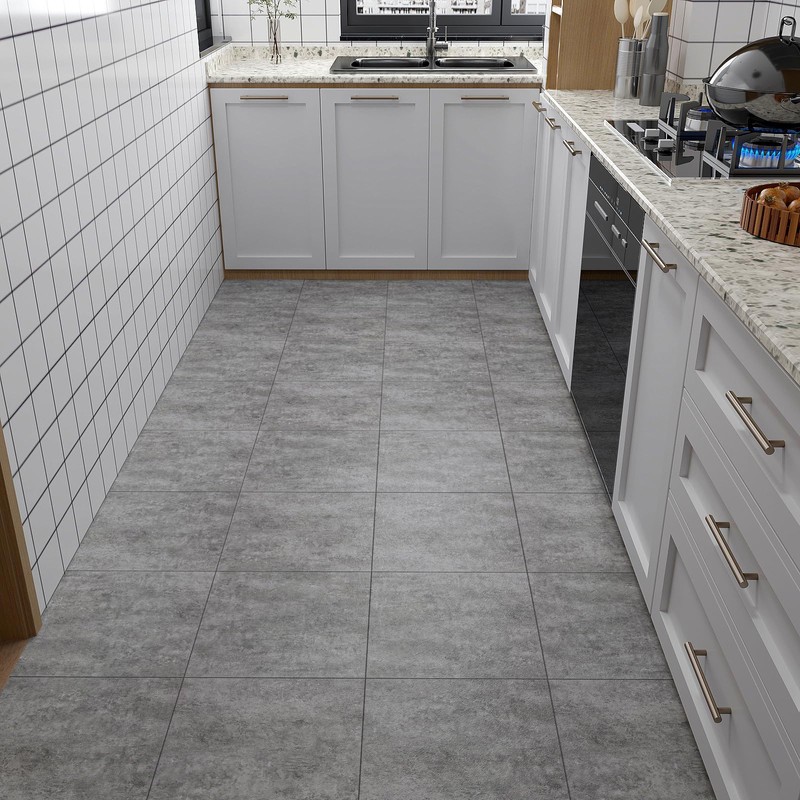 VaryStyle 18-Pack Grey Slate Peel and Stick Floor Tiles Waterproof
