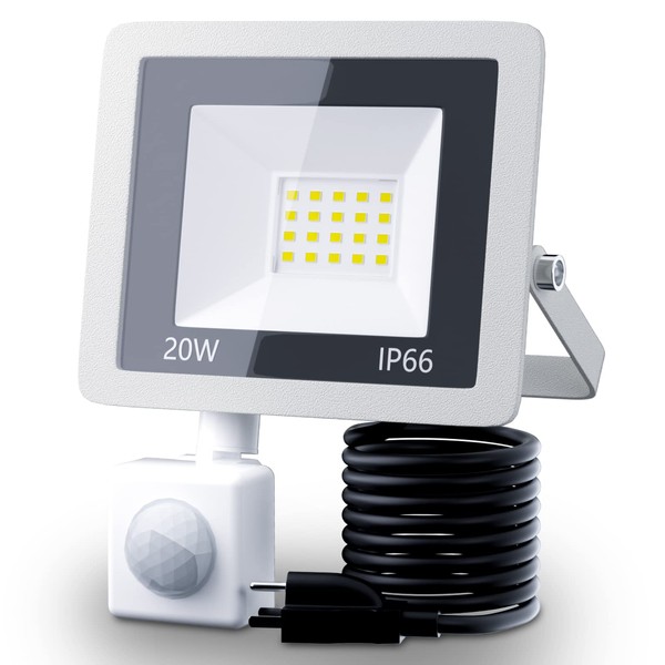 MIWAT 20W Plug in LED Motion Sensor Flood Light, PIR