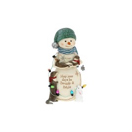Pavilion Gift Company - Snuggly & Bright - 5" Hand Painted Resin The BirchHearts Collectible Snowman Figurine Decorative Holiday Christmas Decor Statue Otter Bunny Lover