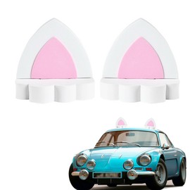 Car Roof Decoration 3D Bumper Hood Stickers, Universal Lovely Creative Green Grass Bean Sprout Car Exterior Helmet Sticker Decal Ornaments (White Cat Ears)