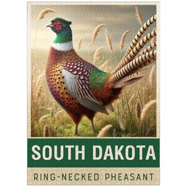 MyPuzzle State Birds Series: South Dakota, Ring-Necked Pheasant - Premium 1000 Piece Jigsaw Puzzle for Adults