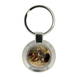 Happy Family (Gun Dogs) by Carl Reichert Key Ring