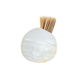 ELEMNTS White Onyx Toothpick Holder, Match Holder with Striker for Candles, Decorative Natural Stone, Modern Home Decor