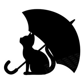 Cat and Umbrella Cutting Sticker Rain-shelter Cat Design Car Sticker Decal Sticker for Dressing Up or Hiding Scratches of Cars and Motorcycles Size: Width 4.7 x Height 4.1 inches (12 cm) x Height 4.1