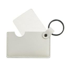 Biunnru Compact Stainless Steel Mirror with Keychain Mini Handheld Travel Makeup Mirror with PU Leather Case Unbreakable Rectangular Pocket Mirror for Wallet and Purse (White)