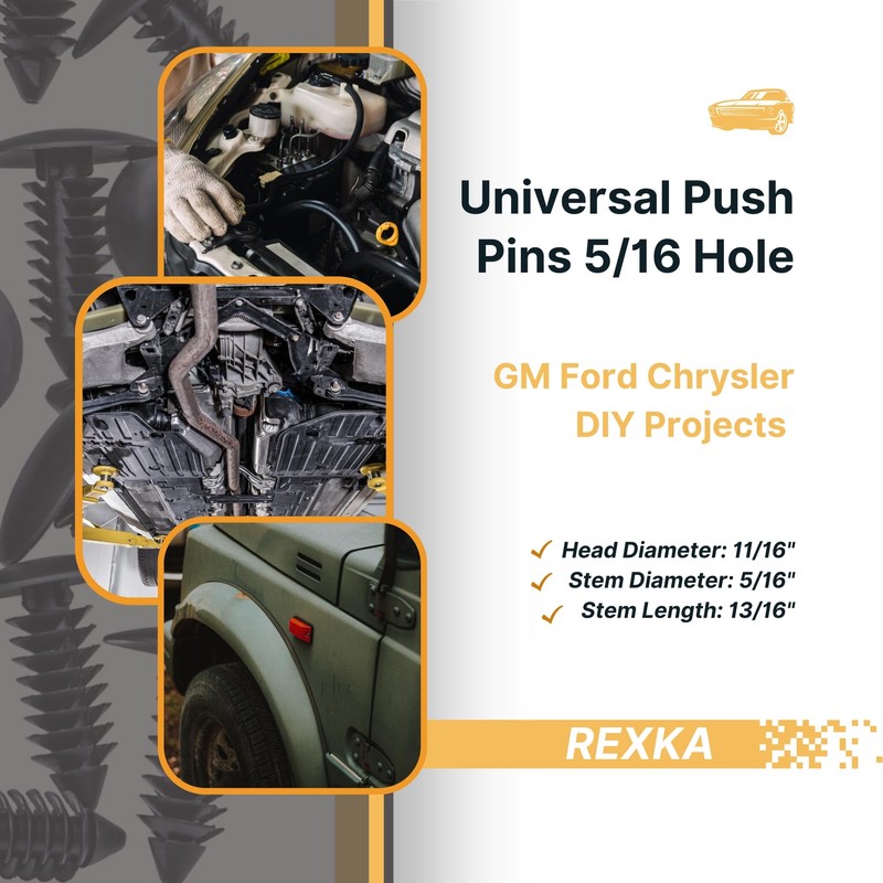 Rexka 100pcs Fender Bumper Shield Fender Liner Push Pin Retainer