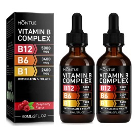 Montue Complejo De Vitamina B Líquido Con B12, B6, B1, 2 Ct