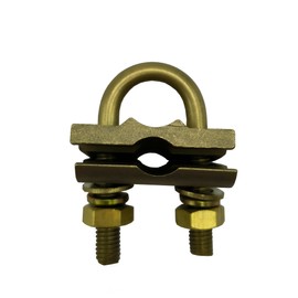 Brass U Bolt Ground Clamp with 2 Conductors,4/0-4AWG Wire Range, 1/2”-3/4”Ground Rods or Pipe Size (U bolt 2pcs pack)