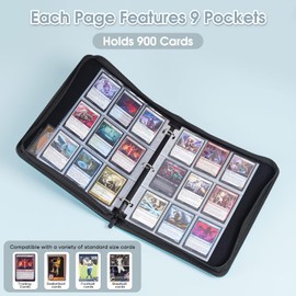 ProCase 900 Pockets Card Binder with Clear Window for Trading Cards, 9 Double Sided Pockets Cards Colletction Album Holder with Removable Sleeves for MTG, TCG, Sports Cards, Football Cards -Lightblue