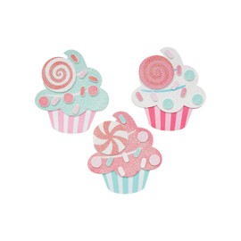 GILTTER FOAM CUPCAKE MAGNET CK-12 - Craft Kits - 12 Pieces