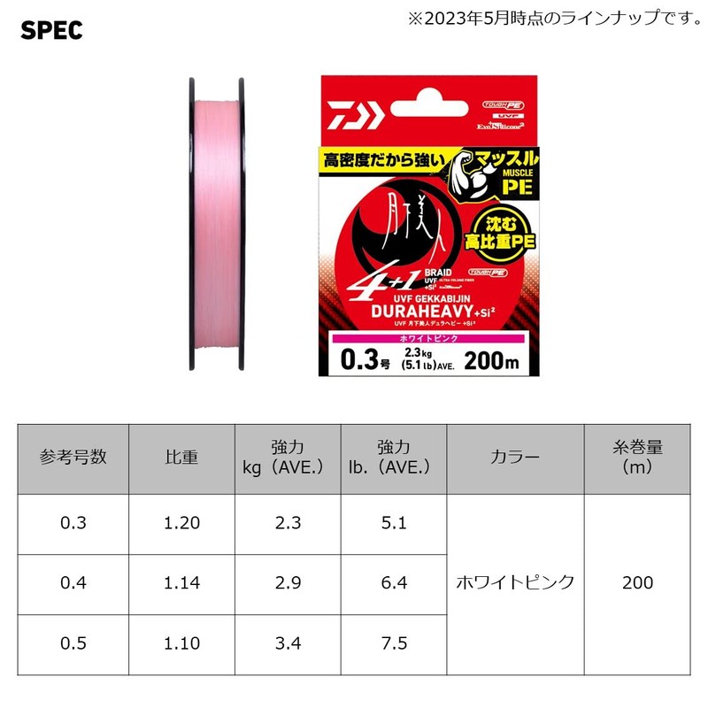 DAIWA 0.3-200 PE Line UVF DuraHeavy X4+1+Si2 White Pink