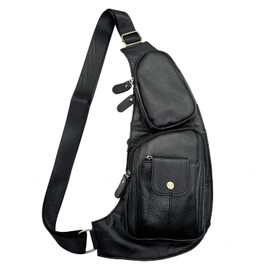 Leather Sling Bag Crossbody Backpack for Men Women Outdoor Travel Tactical Hiking Camping Shoulder Pouch Chest Day Pack Casual Daypack